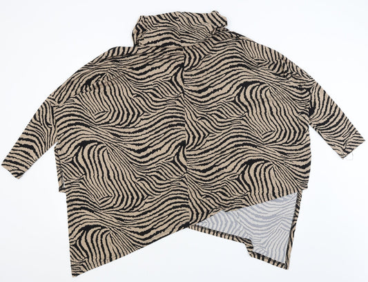 Quix Womens Orange Animal Print Basic T-Shirt Size 2XL