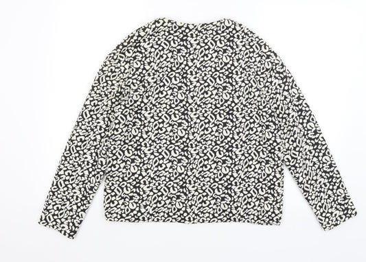 H&M Womens Black Animal Print Jacket Blazer Size S
