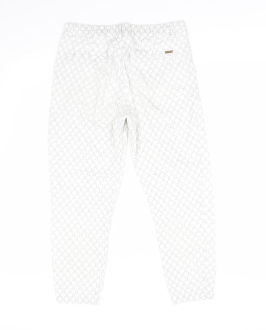 Chic & Jeune Womens Grey Geometric Capri Trousers Size 8 L23 in
