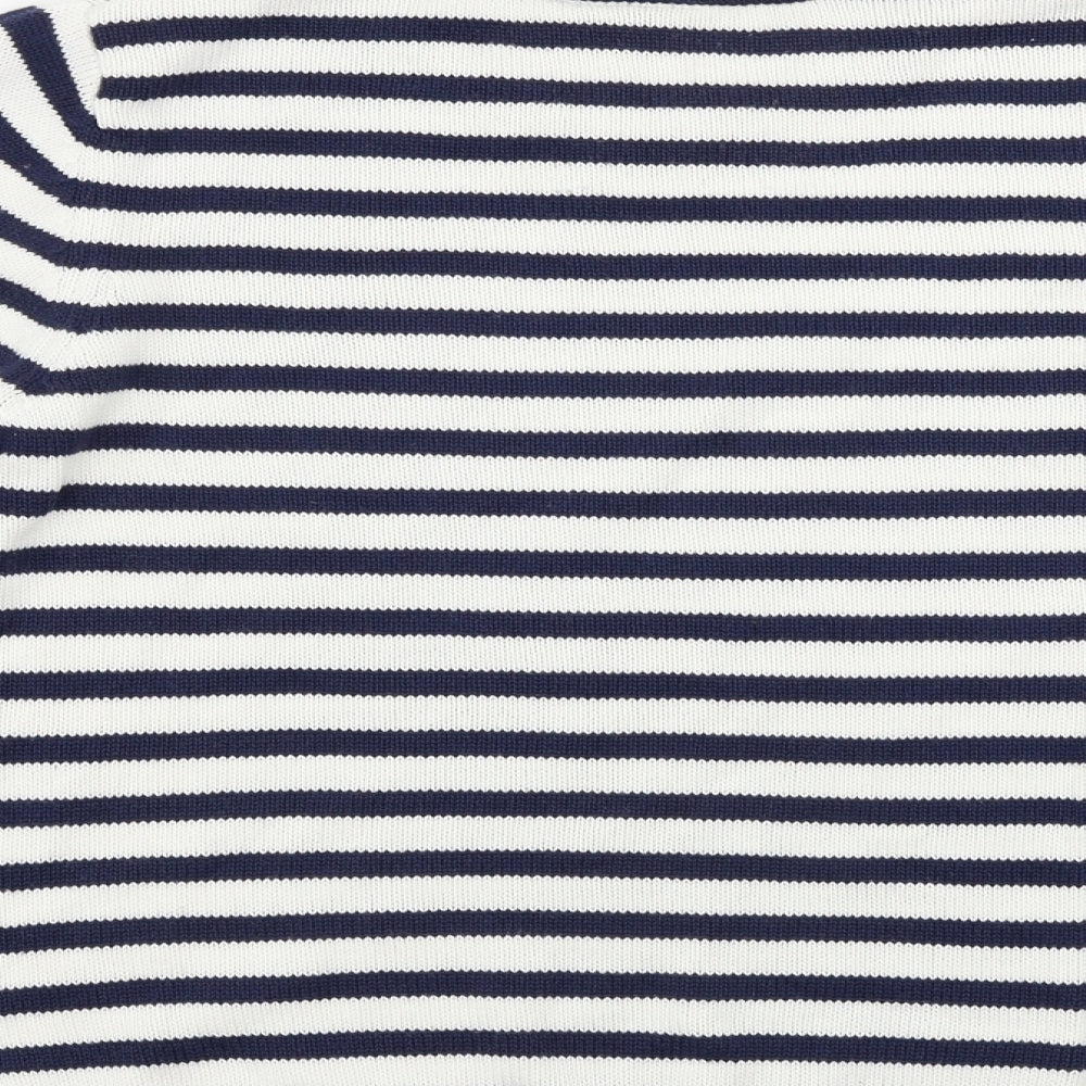 Signature Womens White Striped Pullover Jumper Size L