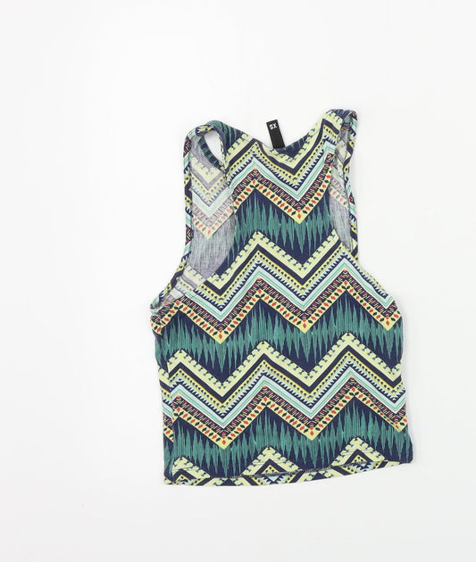 H&M Womens Green Geometric Basic Tank Size XS
