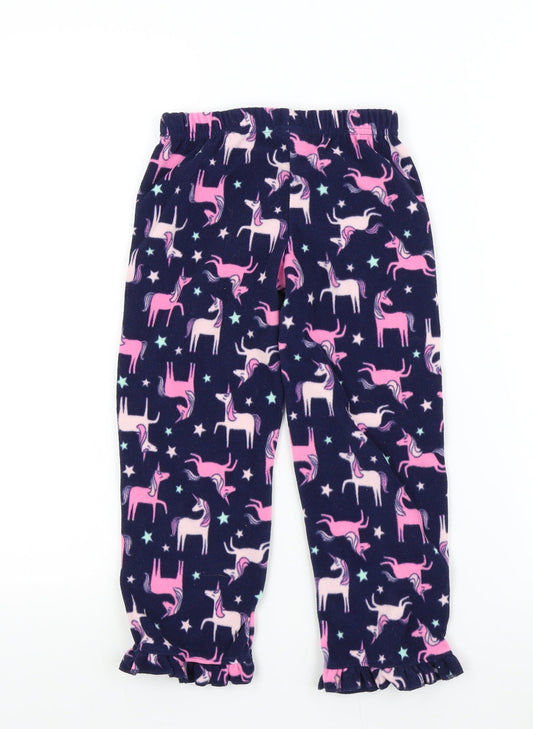 simple joys Girls Blue Solid Top Pyjama Pants Size 5 Years