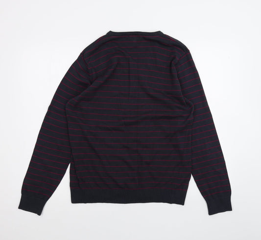 NEXT Womens Blue Striped Basic T-Shirt Size M