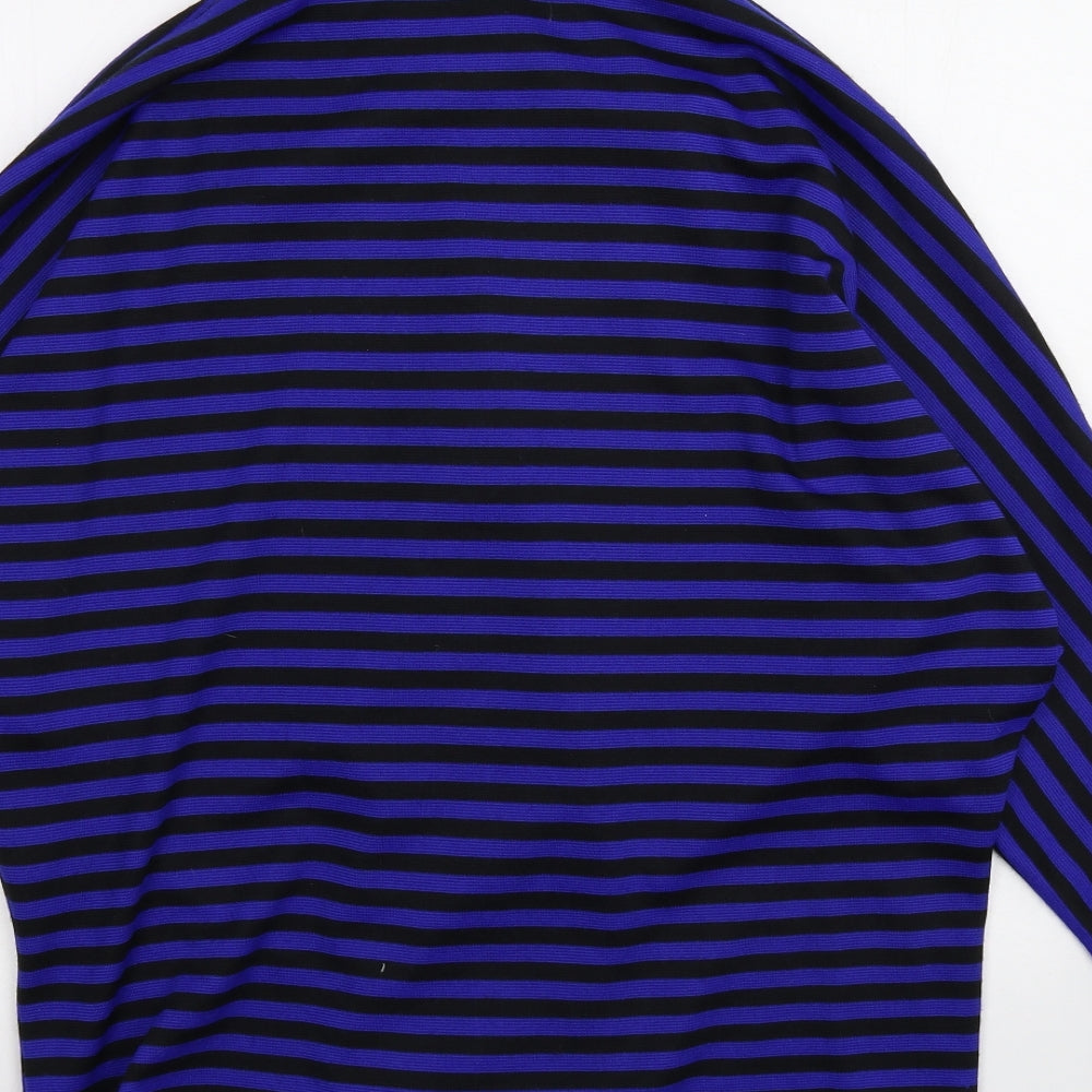 IMAGES Womens Blue Striped Cardigan Jumper Size 16