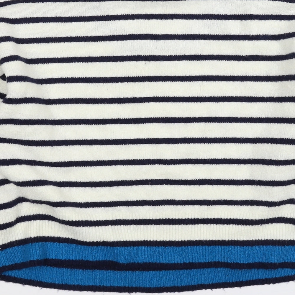 Topshop Womens White Striped Pullover Jumper Size 8