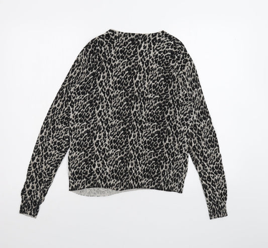 Warehouse Womens Black Animal Print Basic T-Shirt Size 12
