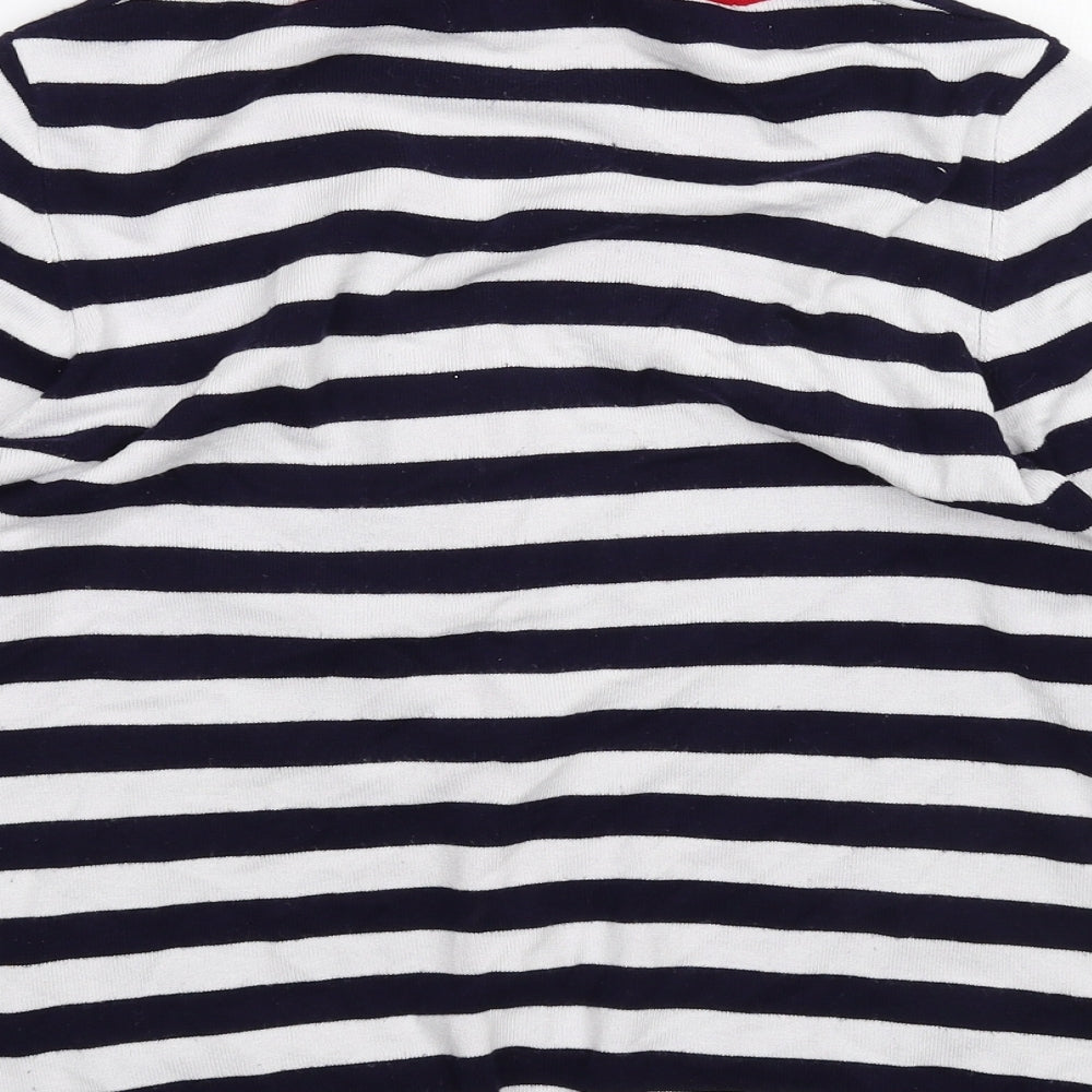 BASSINI Womens White Striped Cardigan Jumper Size S