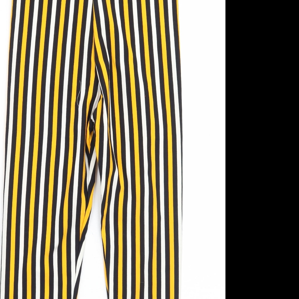 Debut Womens Yellow Striped Capri Leggings