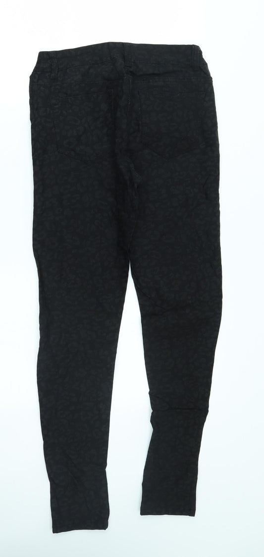 lucid Womens Black Animal Print Skinny Jeans Size 12 L29 in