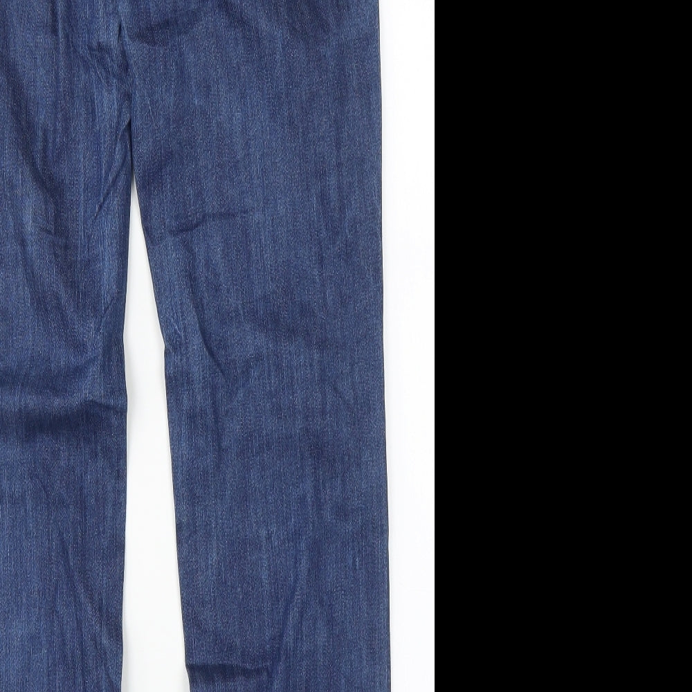 Brand and care label for EDC women’s blue straight jeans, size UK 30, in, 30-inch leg