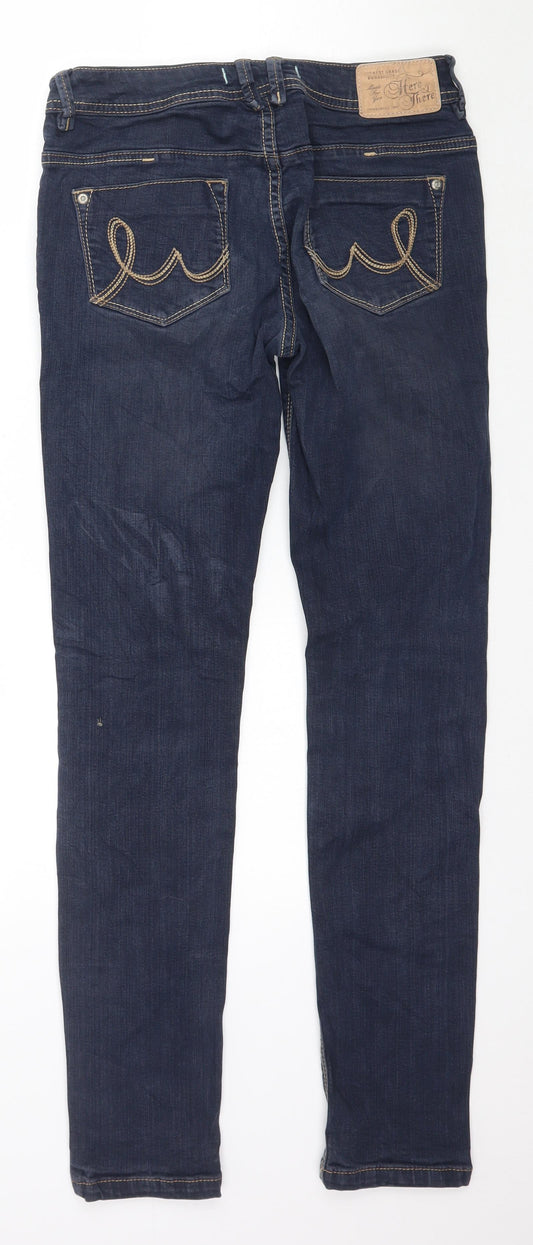 Here & There Womens Blue Denim Skinny Jeans Size S L29 in
