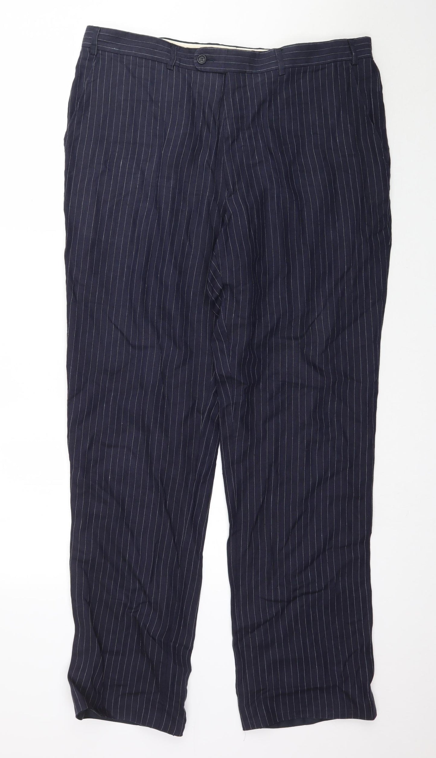 Racing Green Womens Blue Striped Trousers Size XL L33 in