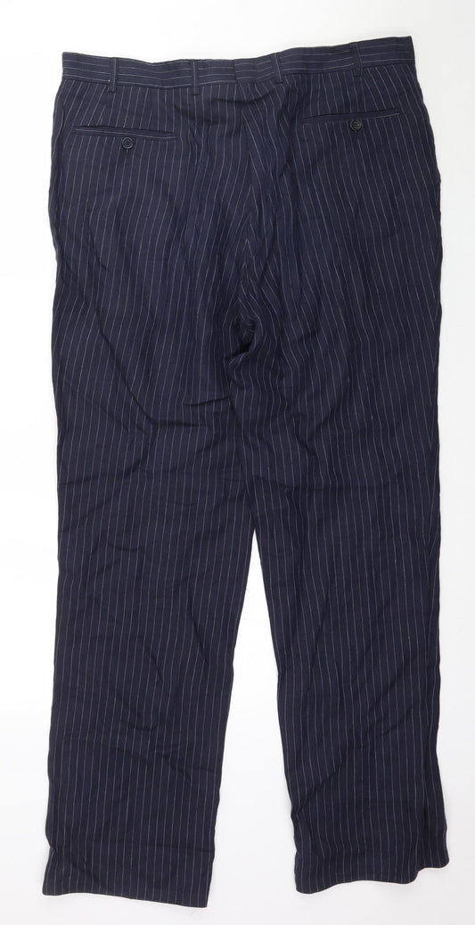 Racing Green Womens Blue Striped Trousers Size XL L33 in