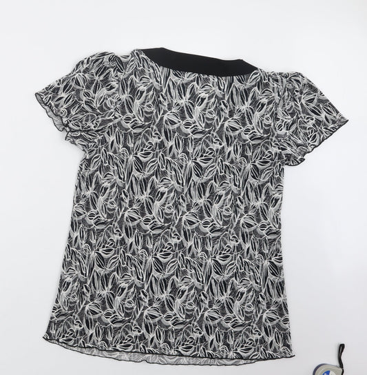 BM Womens Black Geometric Basic Blouse Size M