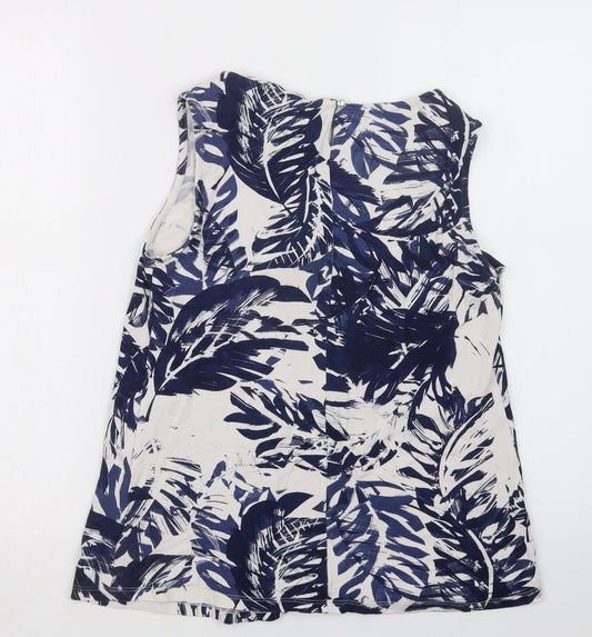 Soon Womens Blue Geometric Basic Button-Up Size 12