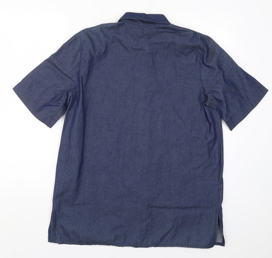 Preworn Womens Blue Denim Basic Button-Up Size 12
