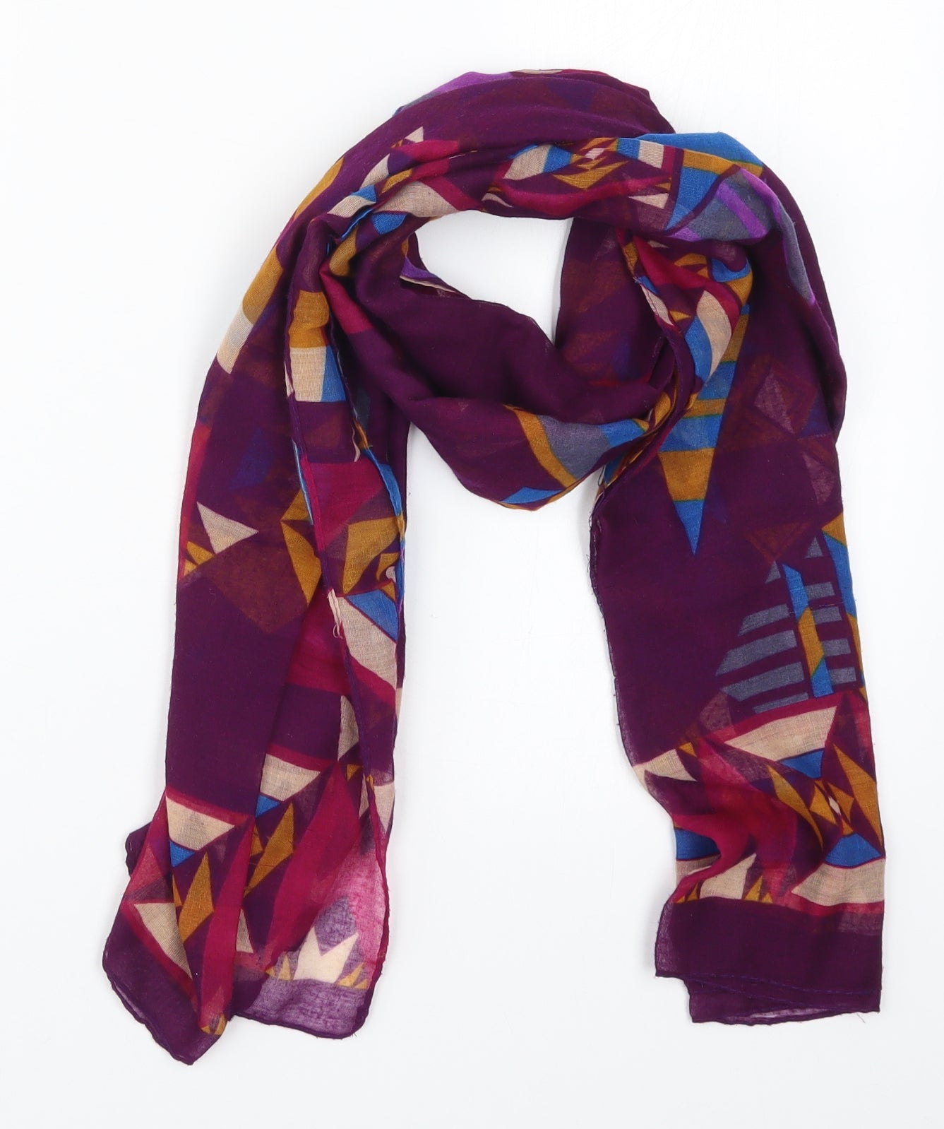 Preworn Womens Purple Geometric Scarf