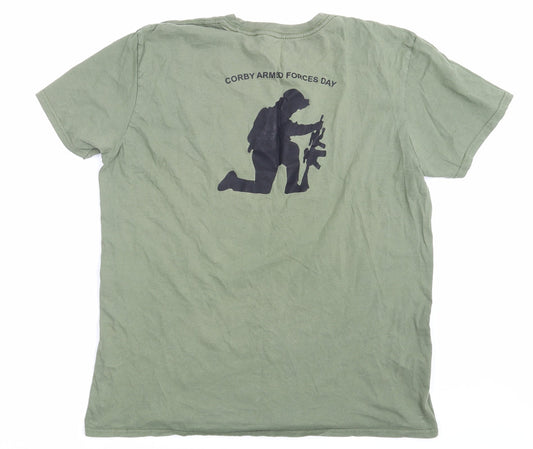 Preworn Mens Green T-Shirt One Size - Corby Armed Forces Day