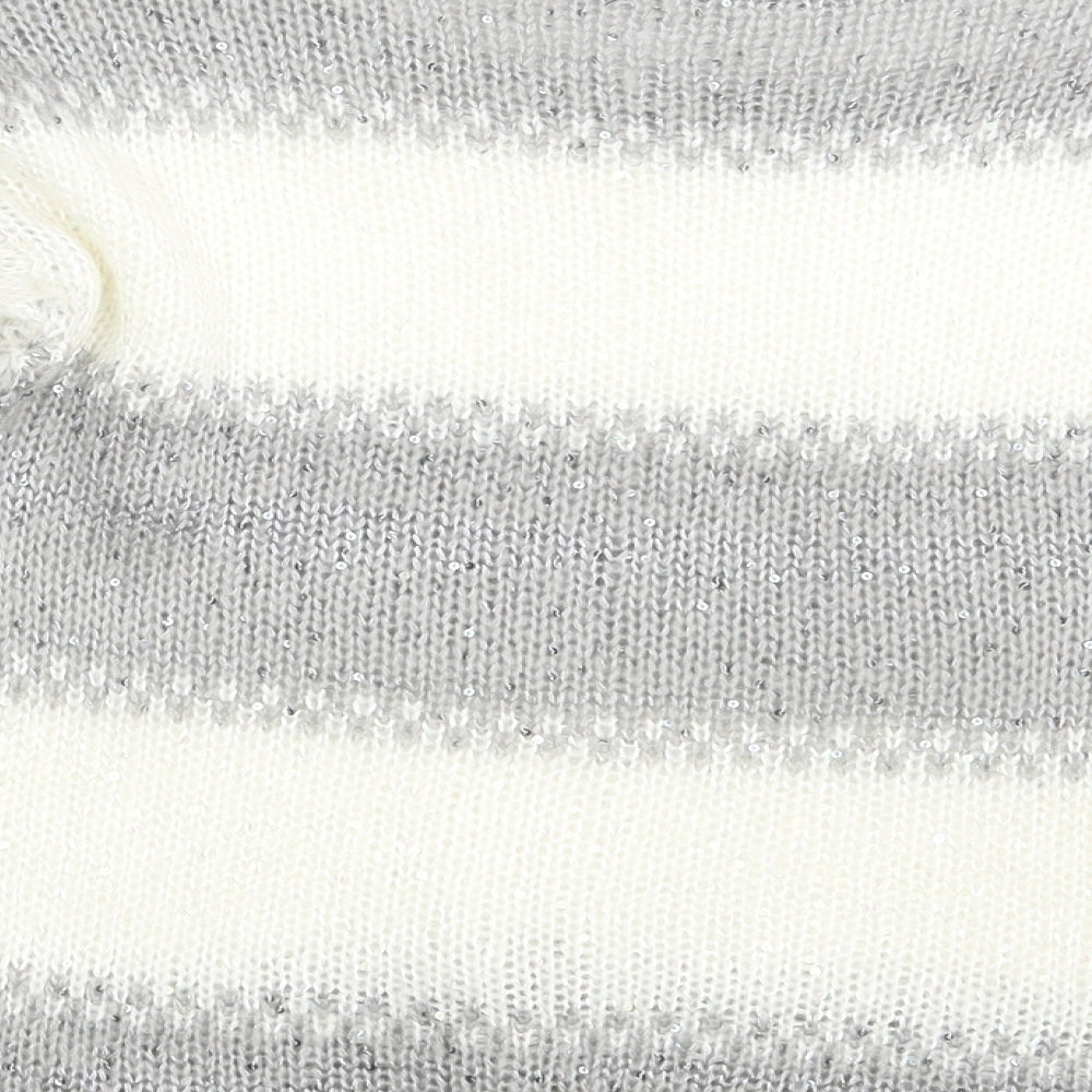 Select Womens Grey Striped Pullover Jumper Size 10