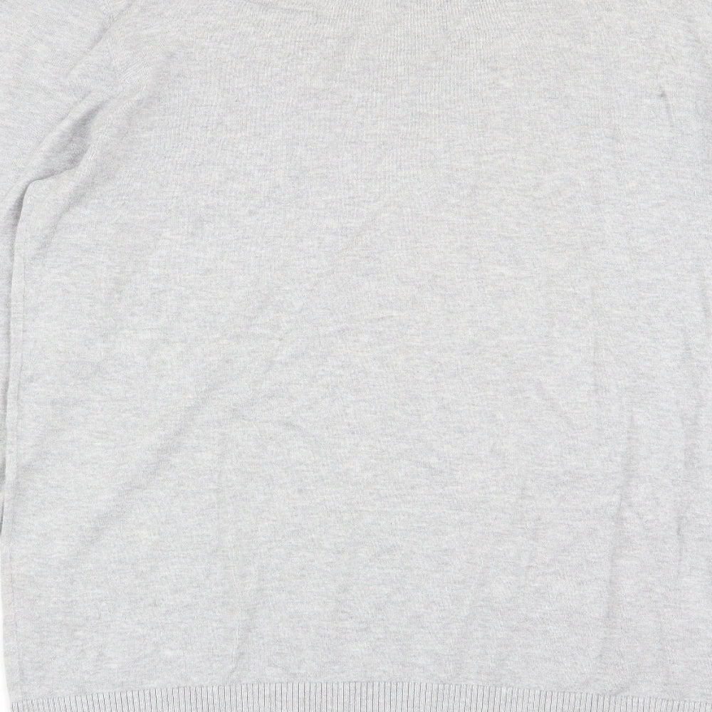 Brand and care label for ASOS men’s grey jumper, size L