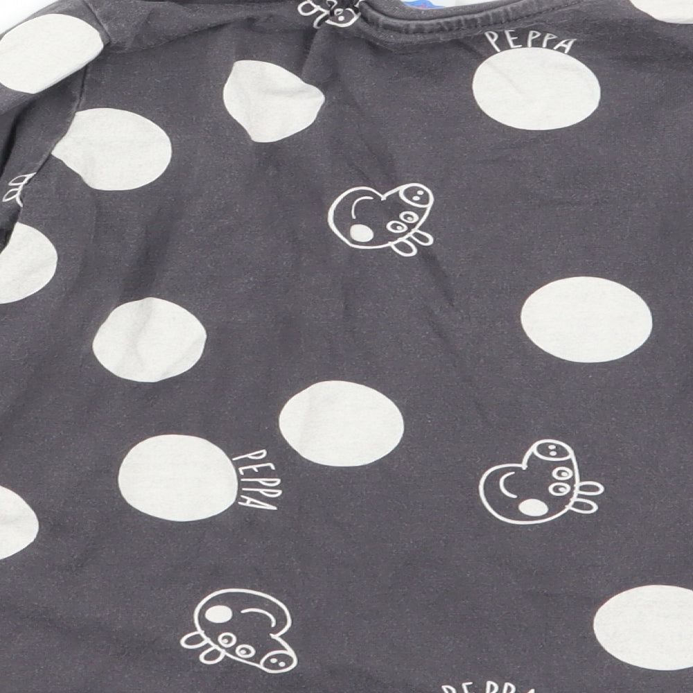 Asda George Girls Grey Polka Dot Basic T-Shirt Size 2-3 Years - peppa pig