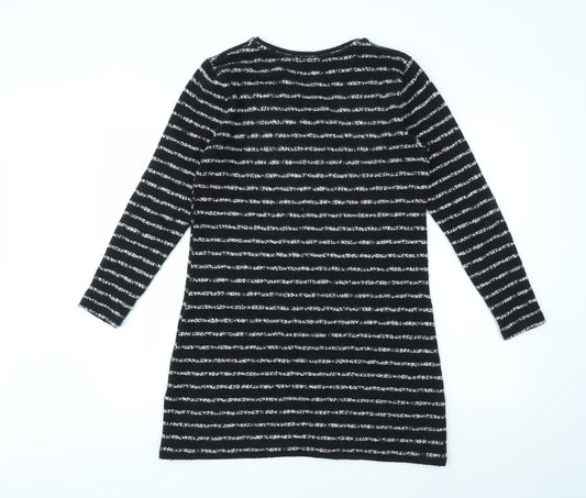 Papaya Womens Black Striped Fit & Flare Size S