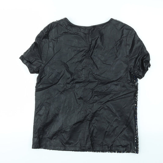 M&S Womens Black Basic T-Shirt Size 10