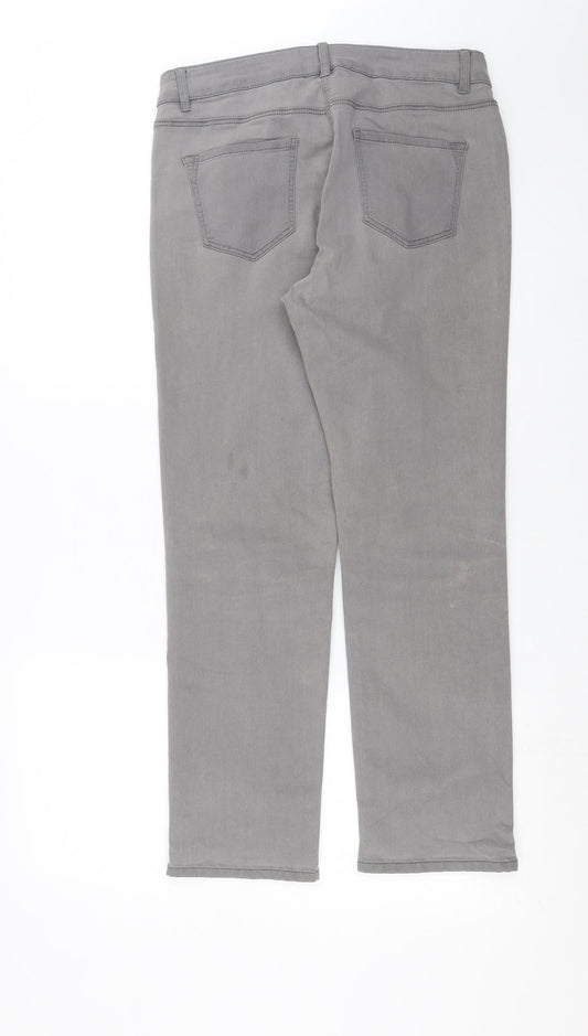 Preworn Womens Grey Denim Straight Jeans Size 12 L27 in