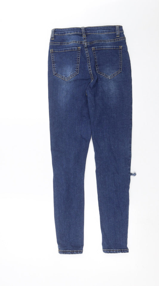 PRETTYLITTLETHING Womens Blue Denim Skinny Jeans Size 4 L26 in