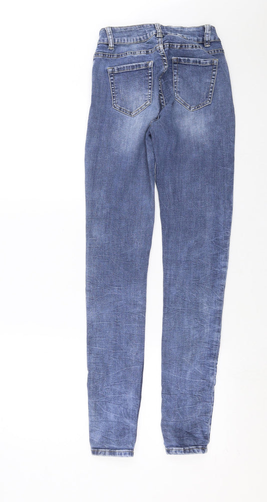 Monday Womens Blue Denim Skinny Jeans Size S L31 in - beaded