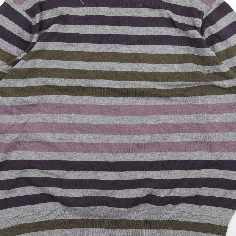 Marks and Spencer Womens Grey Striped Pullover Jumper Size L
