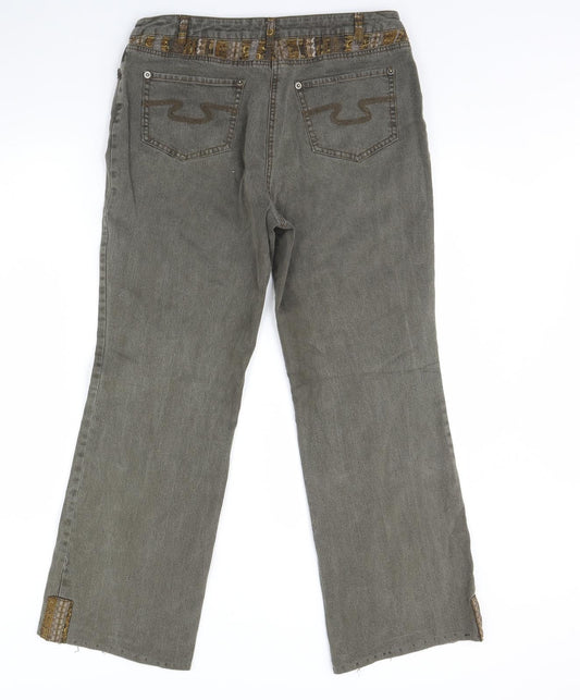 Frank Eden Womens Green Bootcut Jeans Size 34 in L29 in