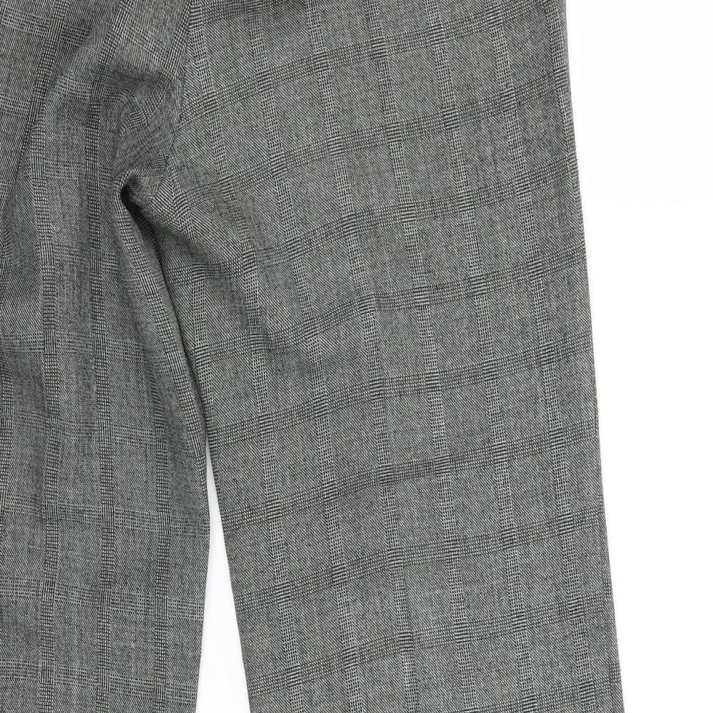 Evie Womens Grey Check Trousers Size 10 L29 in