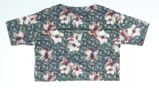 Topshop Womens Multicoloured Floral Basic T-Shirt Size 6