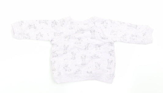 NEXT Girls Purple Animal Print Pullover Jumper Size 3-6 Months