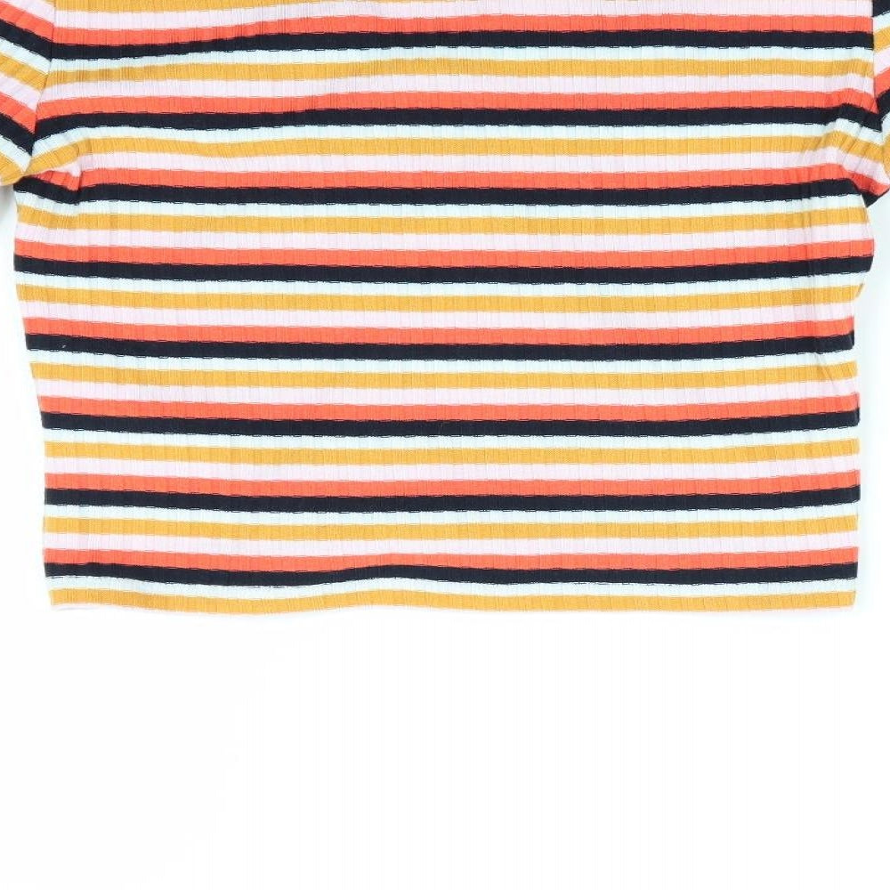 Primark Womens Orange Striped Pullover Jumper Size 8