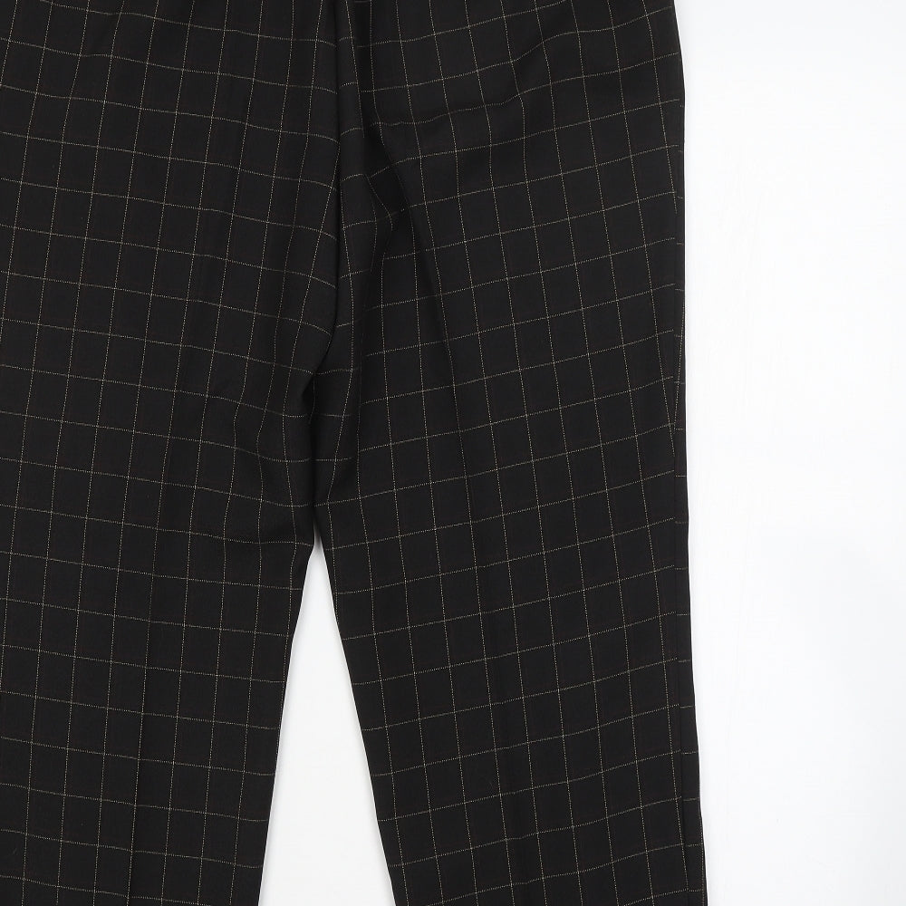 M&S Womens Brown Check Trousers Size 18 L26 in