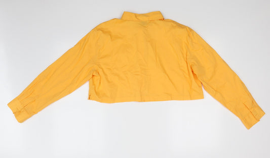 H&M Womens Orange Cropped Button-Up Size M