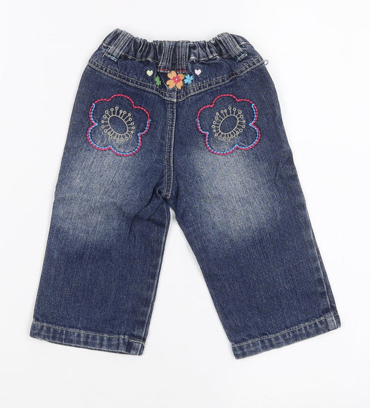 Back view of tigerliy girls’ blue floral jeans, size 9, months