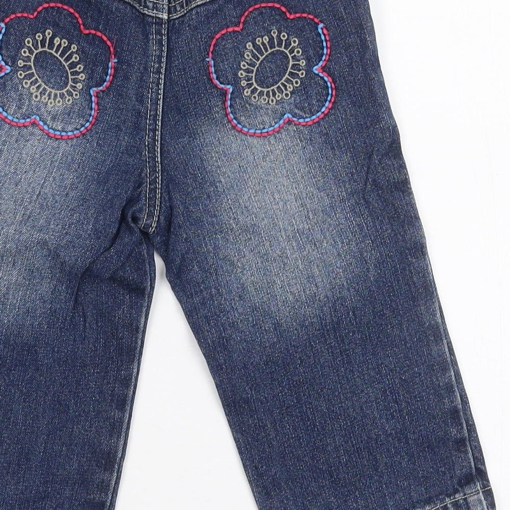 tigerliy Girls Blue Floral Jeans Size 9 Months