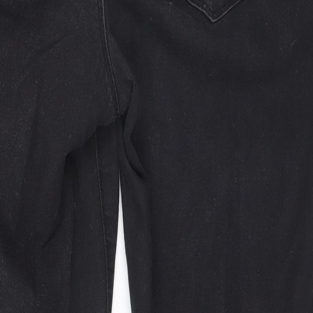 Brand and care label for Denim & Co. women’s black denim straight jeans, size UK 14, 24-inch leg