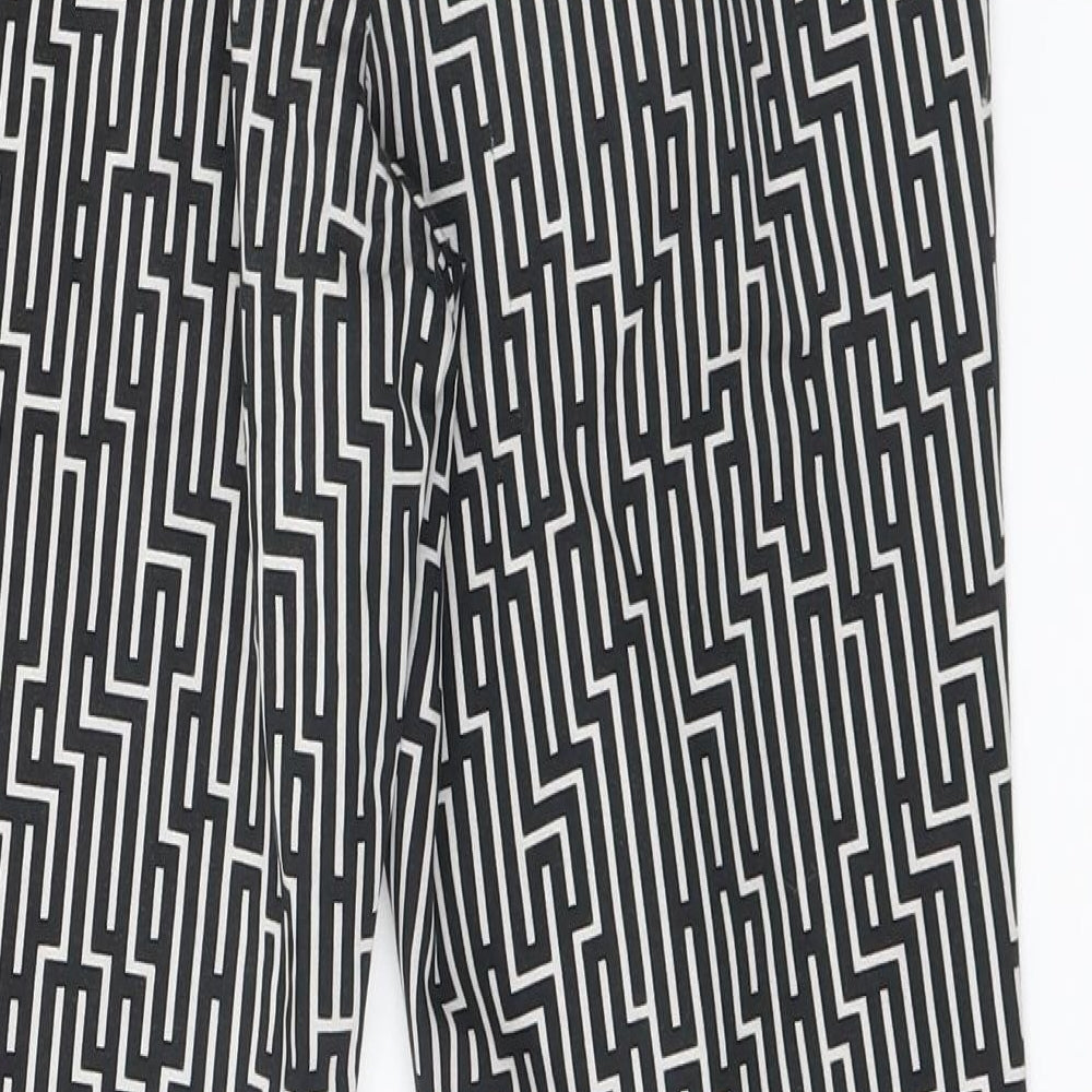 H&M Womens Black Geometric Trousers Size 6 L26 in