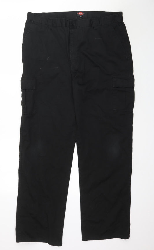 Additional front view of Lee Cooper women’s black trousers, size UK 40, in, 32-inch leg
