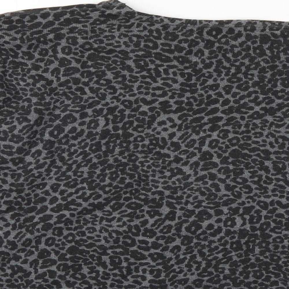 Mango Womens Grey Animal Print Pullover Jumper Size M