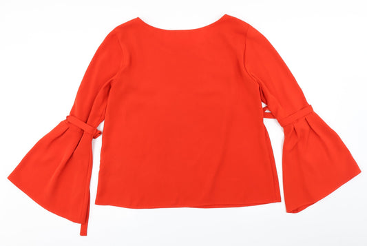 VILA Womens Red Basic Blouse Size L - Bell sleeve