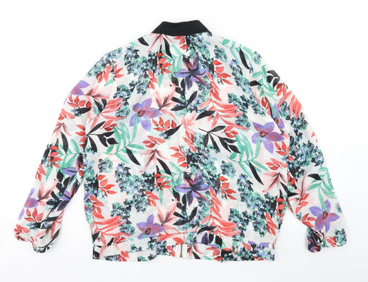 Innocence Womens White Floral Jacket Size 14