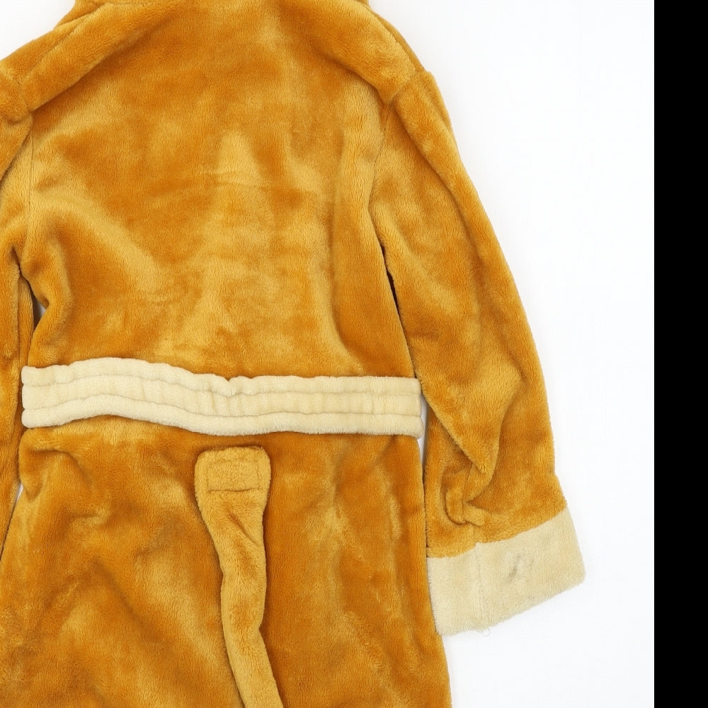 Mini Kidz Boys Yellow Solid Microfibre Robe Size 5-6 Years - Lion