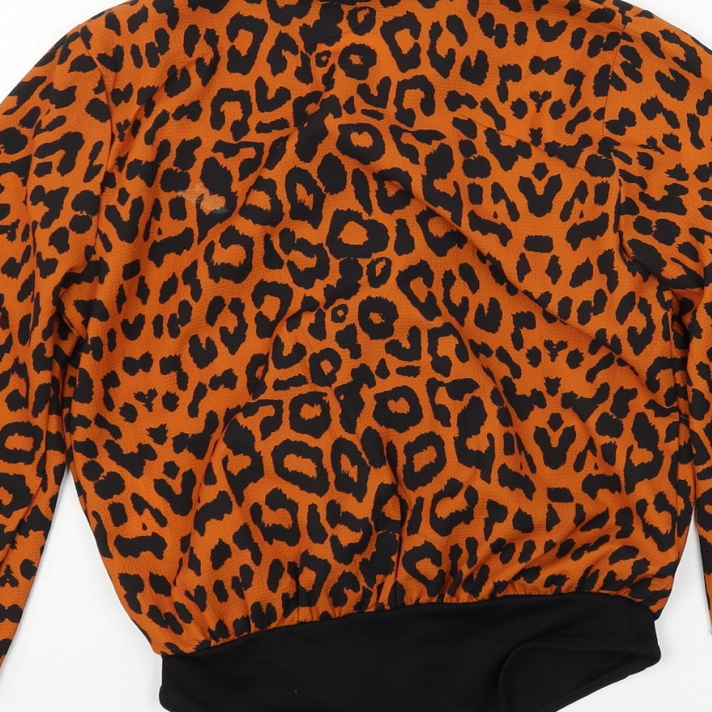 Boohoo Womens Orange Geometric Bodysuit One-Piece Size 6