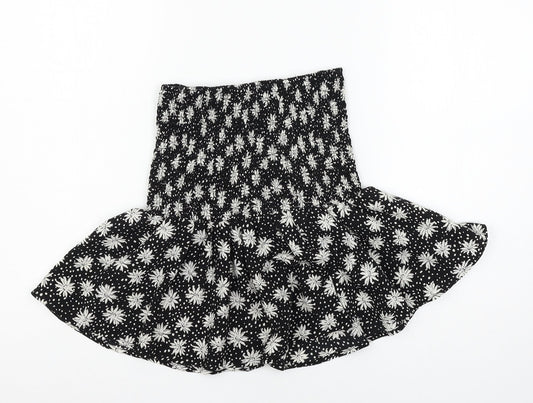 Boohoo Womens Black Floral Basic Blouse Size 8