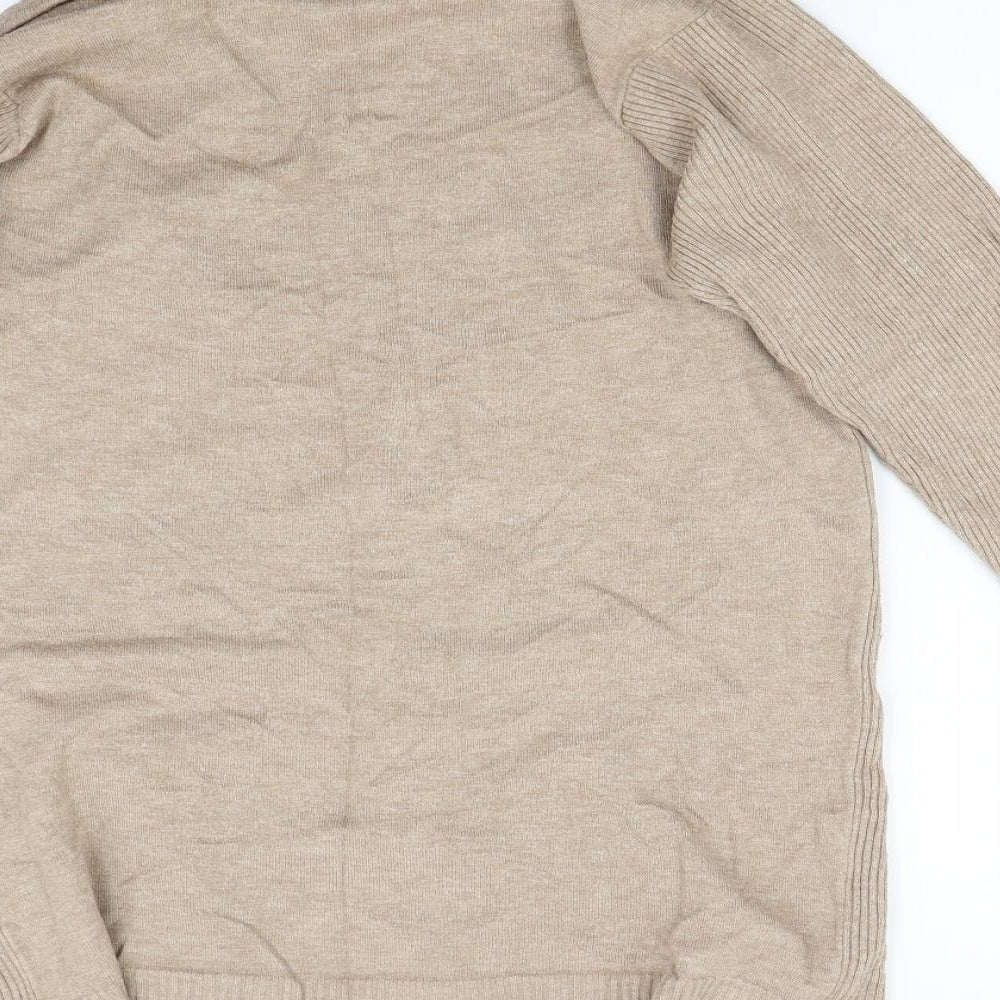 BM Collection Womens Beige Knit Cardigan Jumper Size M